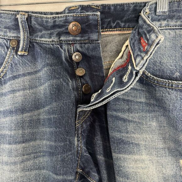 HUGO BOSS Selvedge-2 Men's Distressed Button Fly Straight Fit Denim Jeans 36X30 - Picture 5 of 16